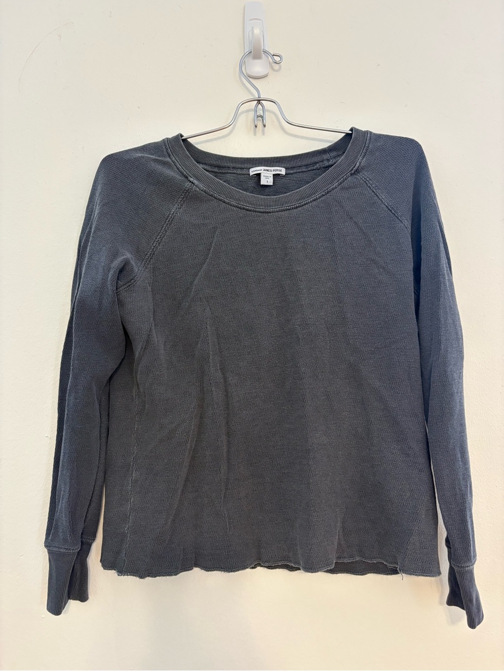 James Perse Women's Long Sleeve Waffle Crewneck Shirt